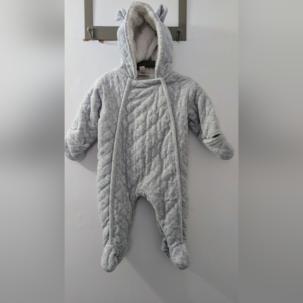 Cozy Gray Kids One Piece Snowsuit 6-9 M